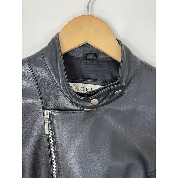 VTG 70s Excelled Black Leather Motorcycle Moto Biker Jacket Punk Rocker Women M - Picture 9 of 16